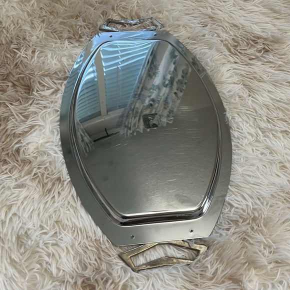 Vintage Kromex Oval Tray Chrome Silver Tone Gold/Brass Ornamental Handles - Picture 4 of 5